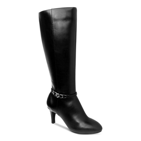 KAREN SCOTT Shoes - KAREN SCOTT Womens Black Wide Calf Hanna Round Toe Stiletto Boots 7.5 M WC